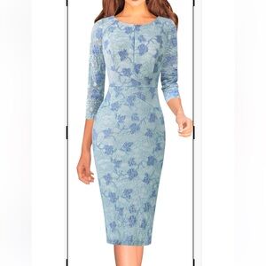 Elegant Blue Lace Dress